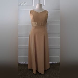 Simple Shimmery Gold Sleeveless A-line Formal Dress